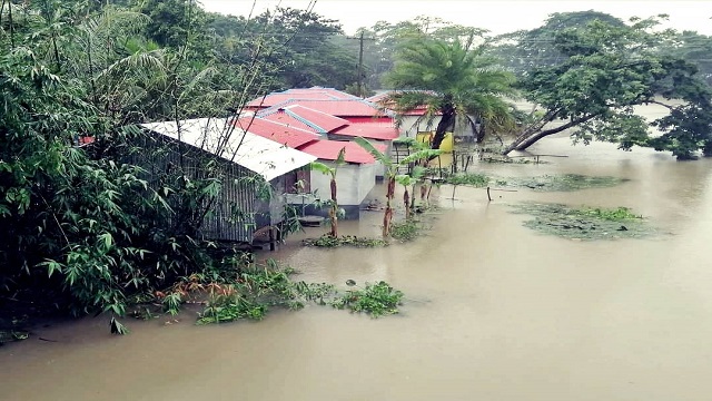 বৃষ্টি ও জোয়ারের জলে বাগেরহাটের নিম্নাঞ্চল প্লাবিত