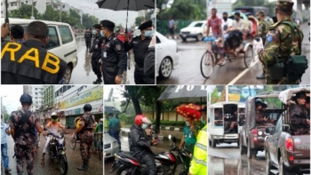 লকডাউনের দ্বিতীয় দিনেও ব্যাপক তল্লাশি ও ধরপাকড়