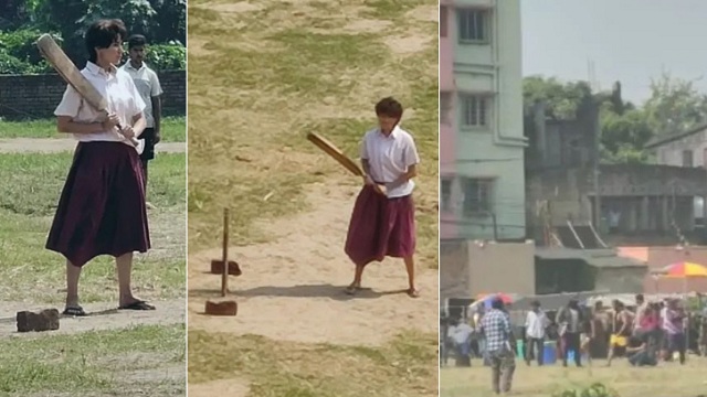 পাড়ার মাঠে স্কার্ট পরে ক্রিকেট খেলছেন আনুশকা